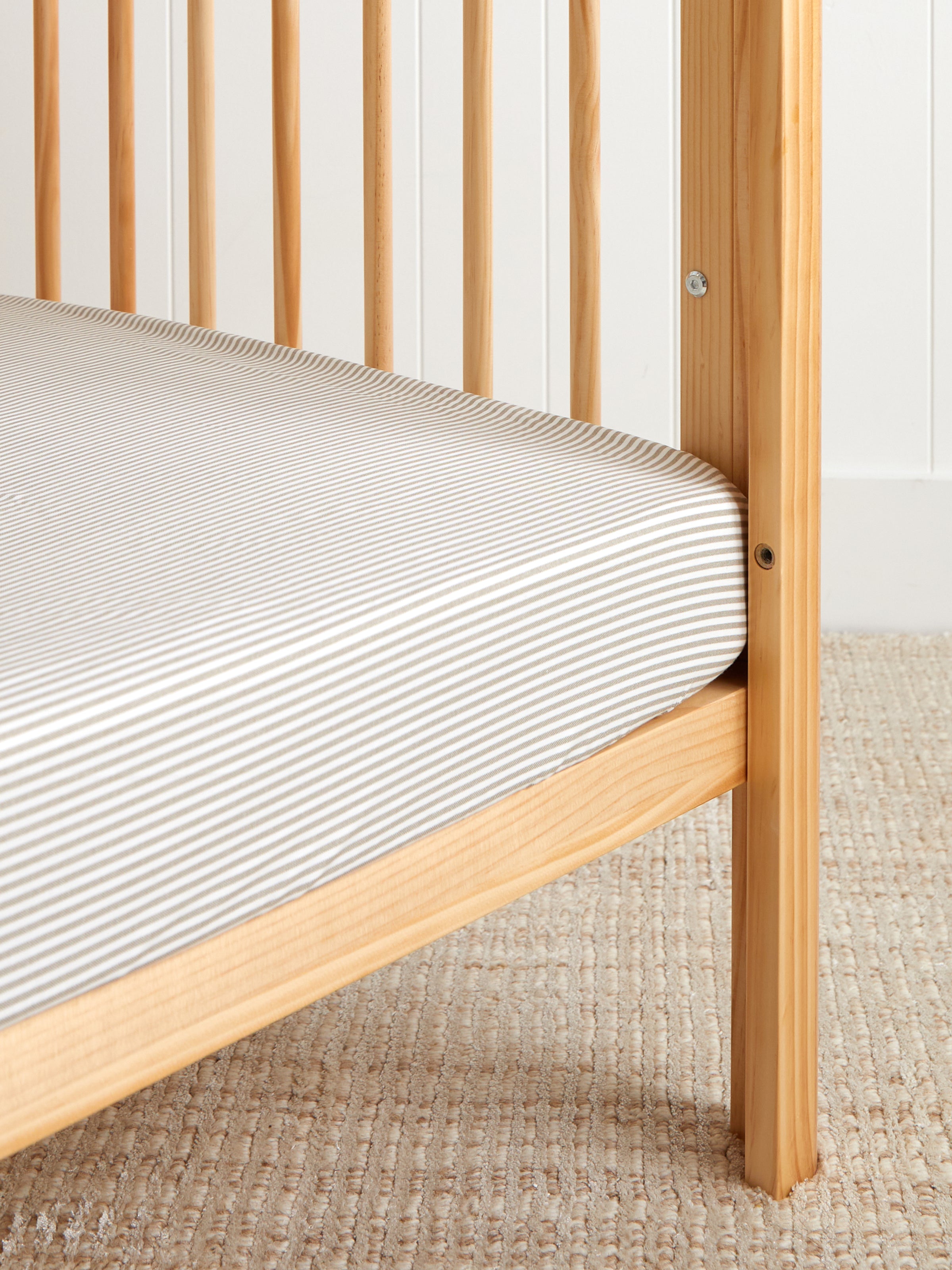 Purity Organic Cotton Fitted Cot Sheet | Natural Stripe-1
