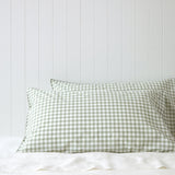 Purity Organic Cotton Gingham Lodge Pillowcase Set | Green-1