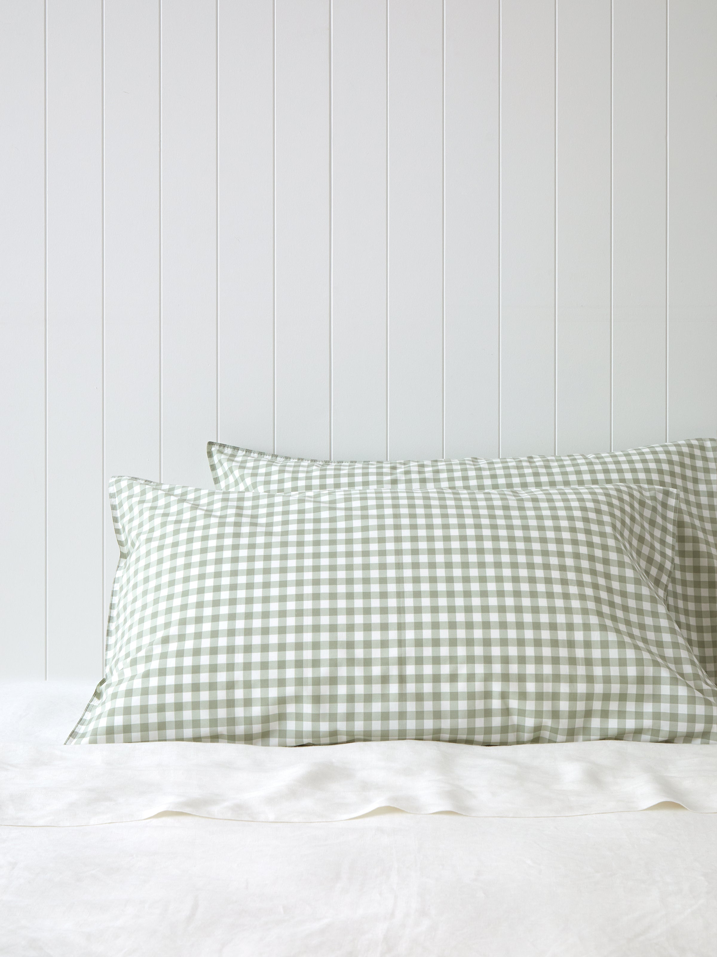 Purity Organic Cotton Gingham Lodge Pillowcase Set | Green-1