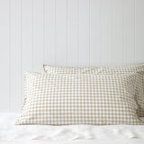 Purity Organic Cotton Gingham Lodge Pillowcase Set | Natural-1