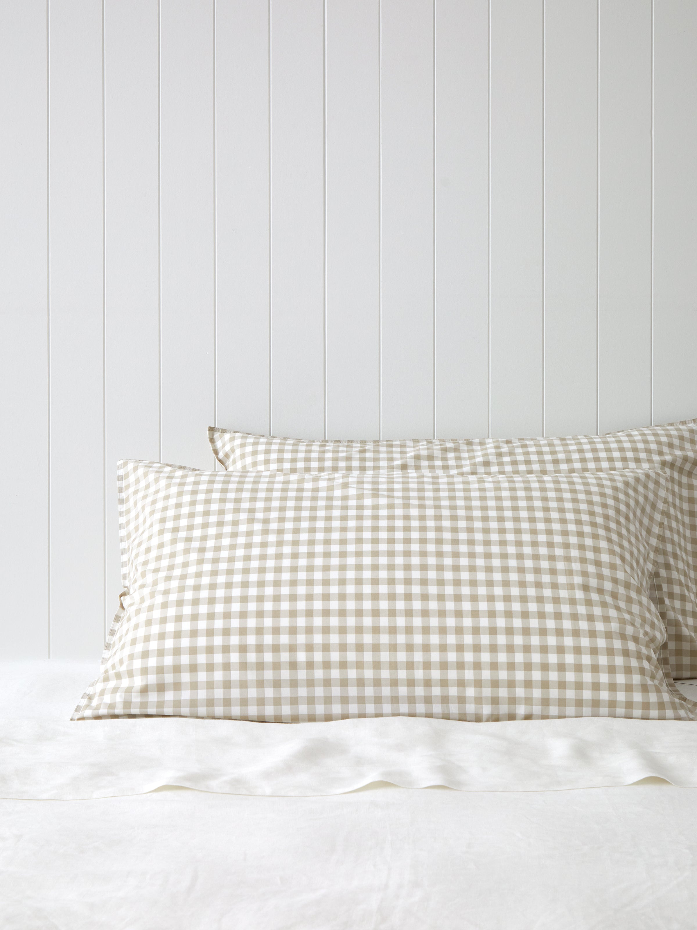 Purity Organic Cotton Gingham Lodge Pillowcase Set | Natural-1