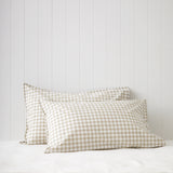 Purity Organic Cotton Gingham Standard Pillowcase Set | Natural-1