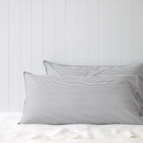 Purity Organic Cotton Lodge Pillowcase Set | Charcoal Stripe-1
