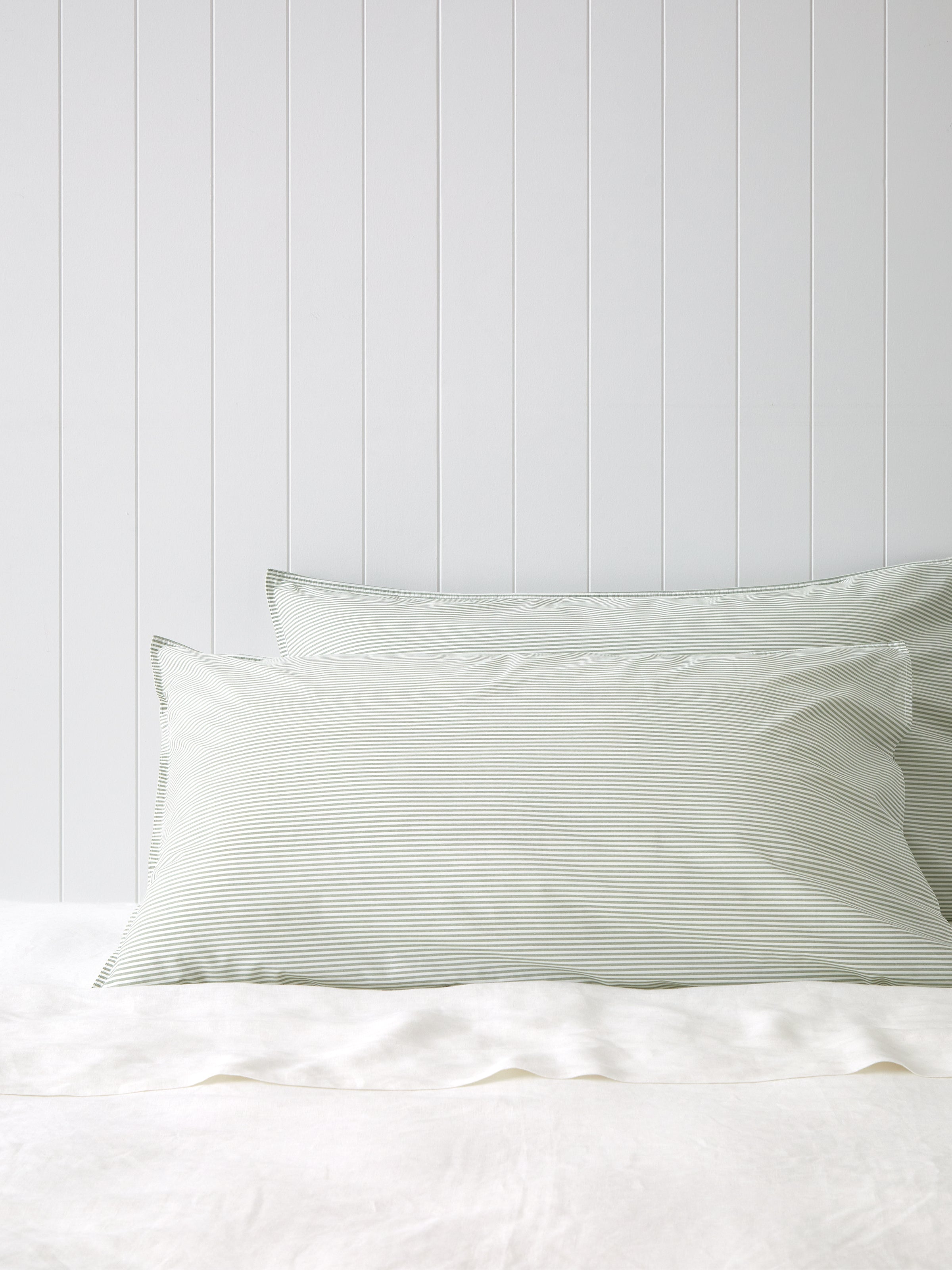 Purity Organic Cotton Lodge Pillowcase Set | Green Stripe-1