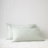 Purity Organic Cotton Standard Pillowcase Set | Green Stripe-1