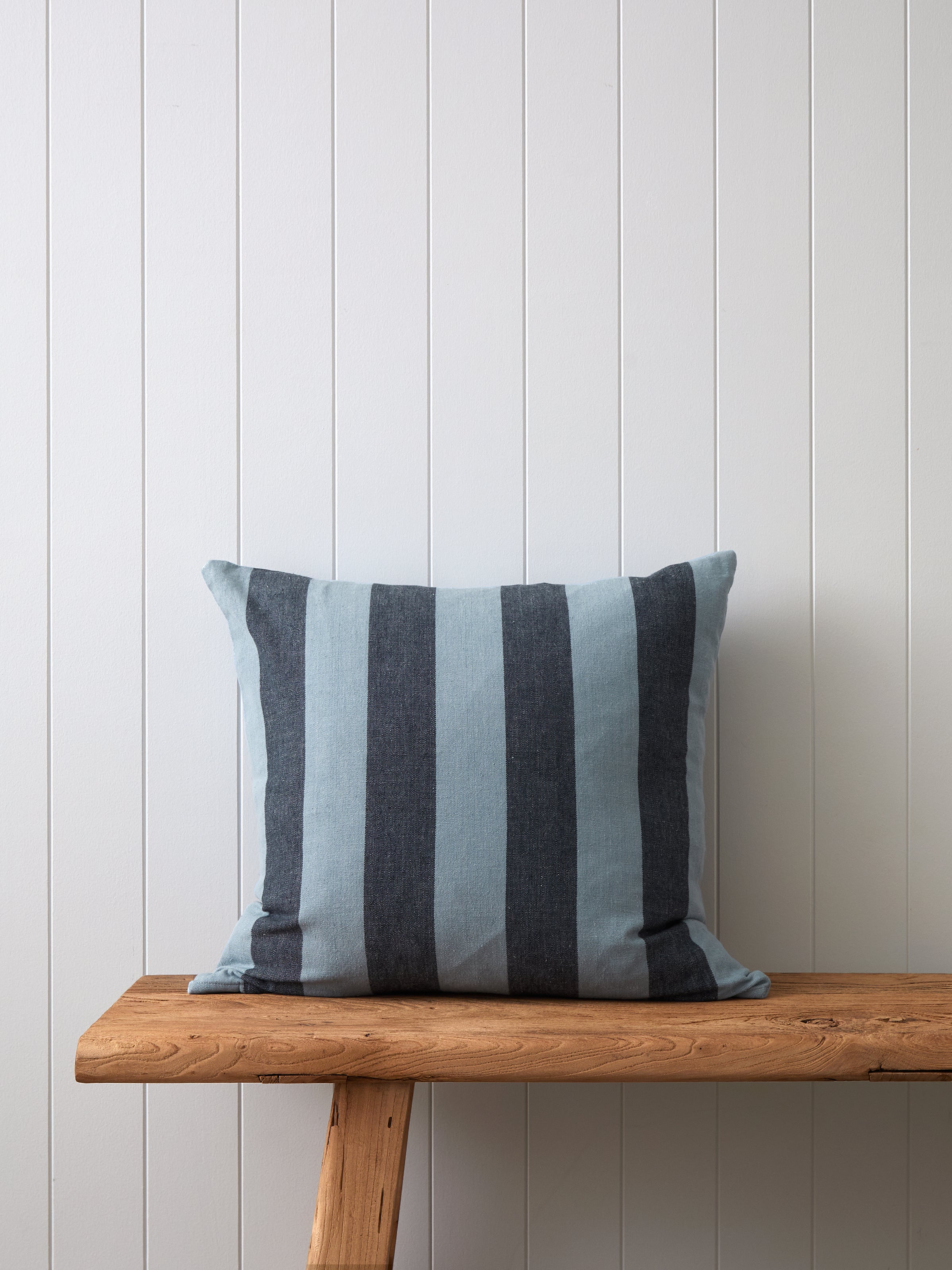 Raya Large Square Cushion Cover | Blue Stripe-1