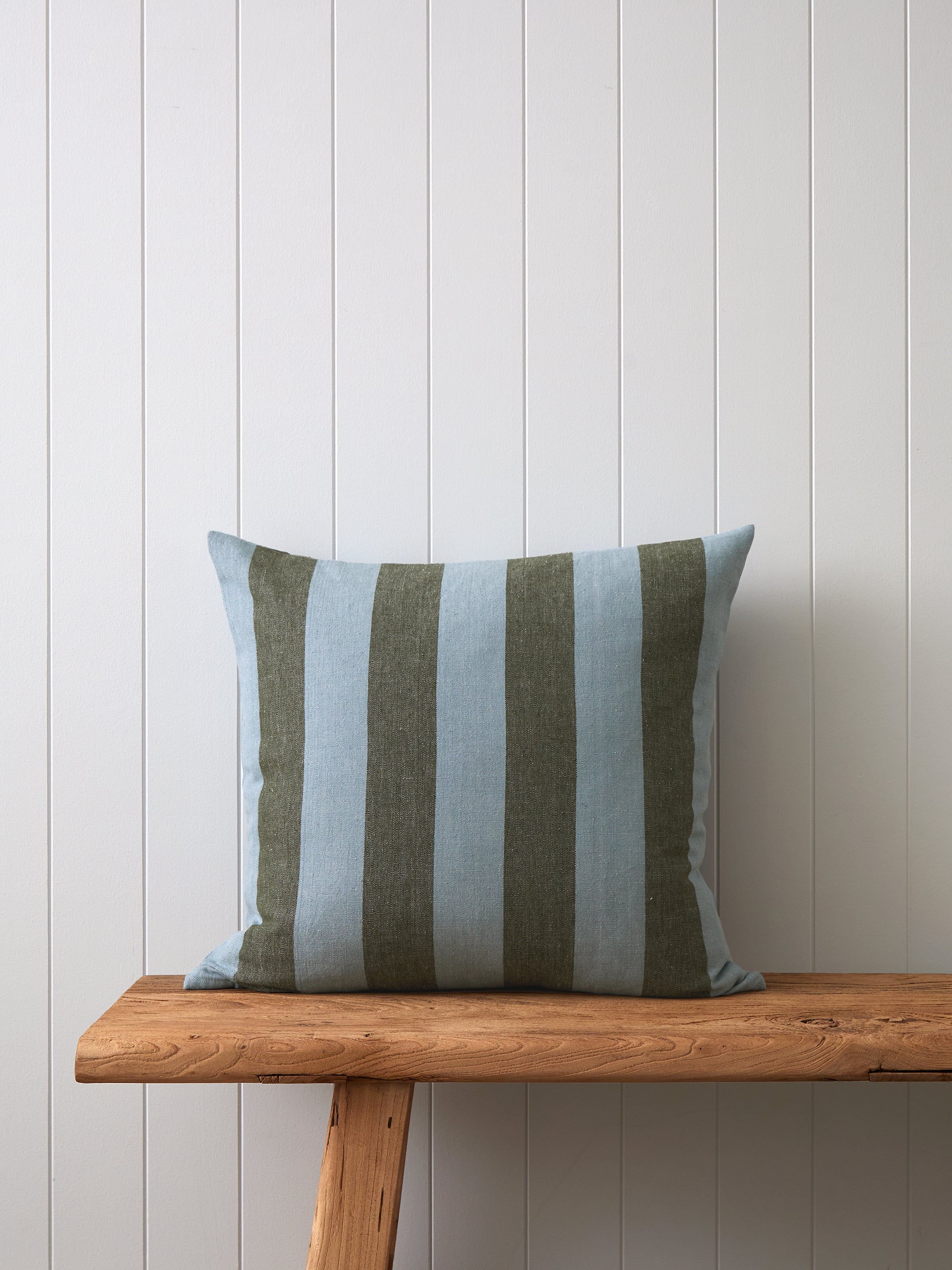 Raya Large Square Cushion Cover | Green Stripe-1