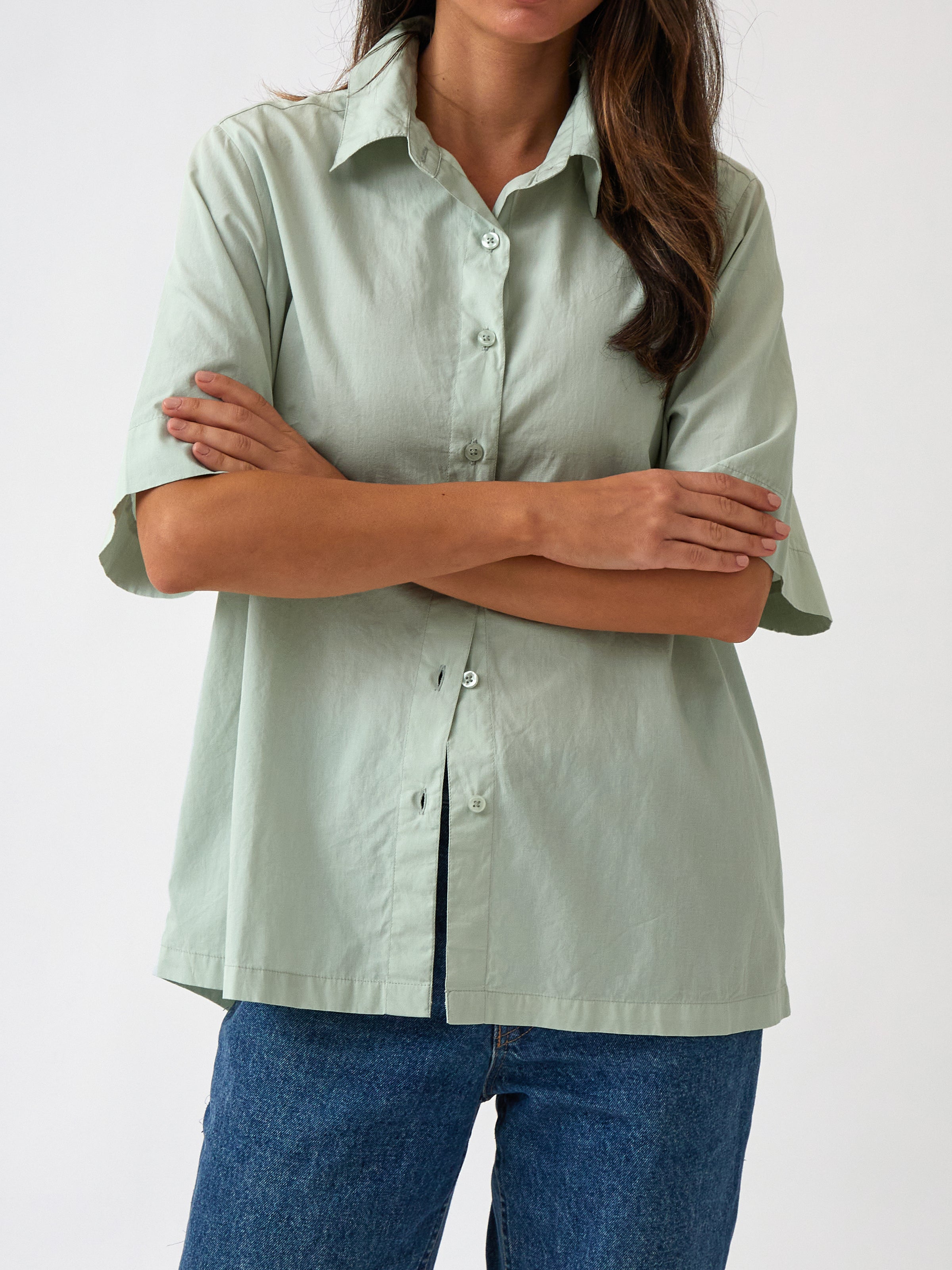 Rhodes Poplin Shirt | Green-1