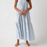 Rhodes Poplin Tier Dress | Blue Stripe-1
