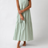Rhodes Poplin Tier Dress | Green-1