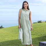 Rhodes Poplin Tier Dress | Green-3