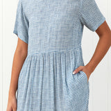 Riviera Rayon Tier Dress | Blue Gingham-3