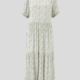 Riviera Rayon Tier Dress | Green Floral-2