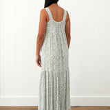 Riviera Wide Strap Rayon Dress | Green Floral-4