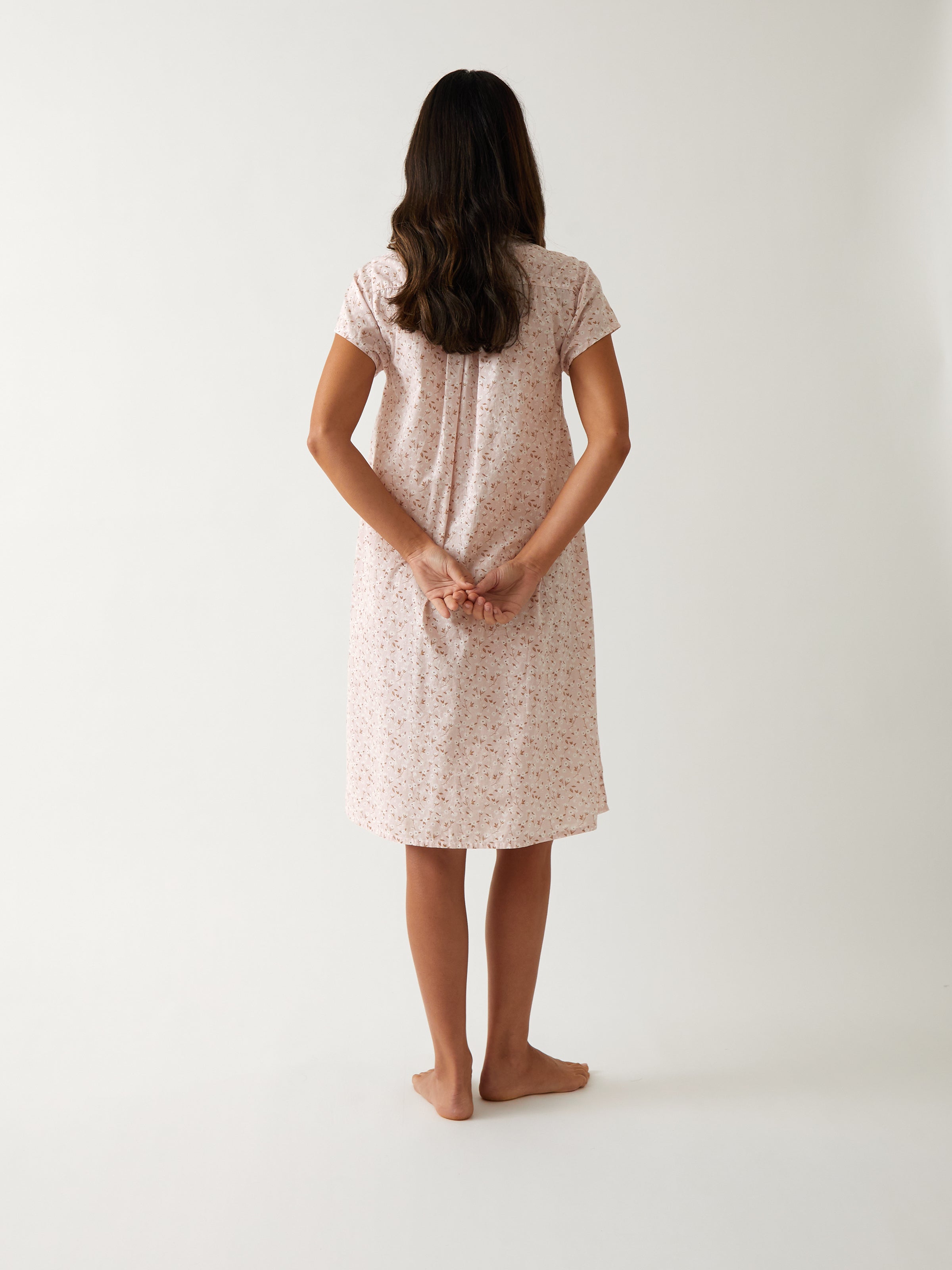 Ruby Pintuck Nightie | Pink Floral-4