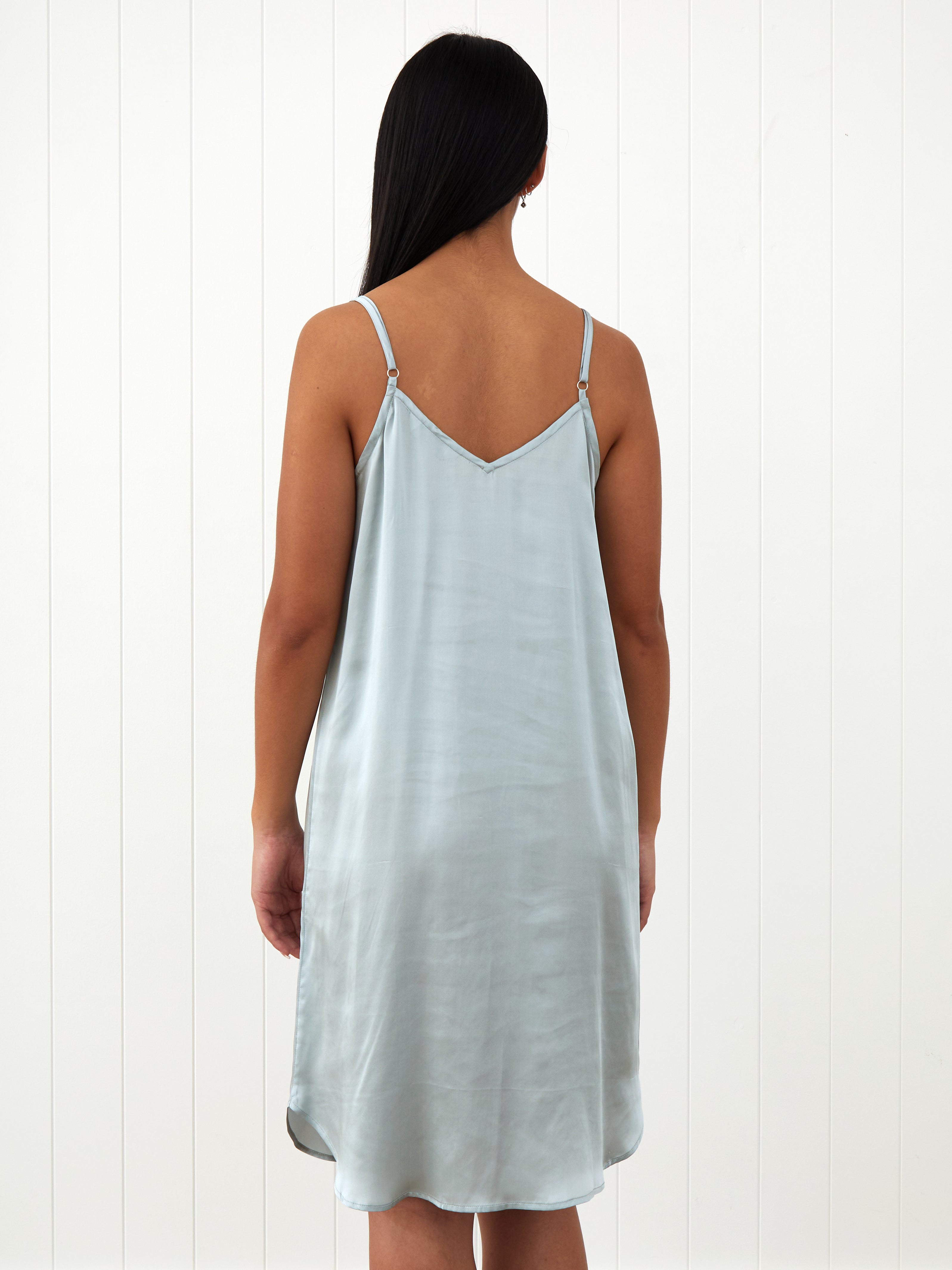 Silk Midi Nightie | Sky Blue-4