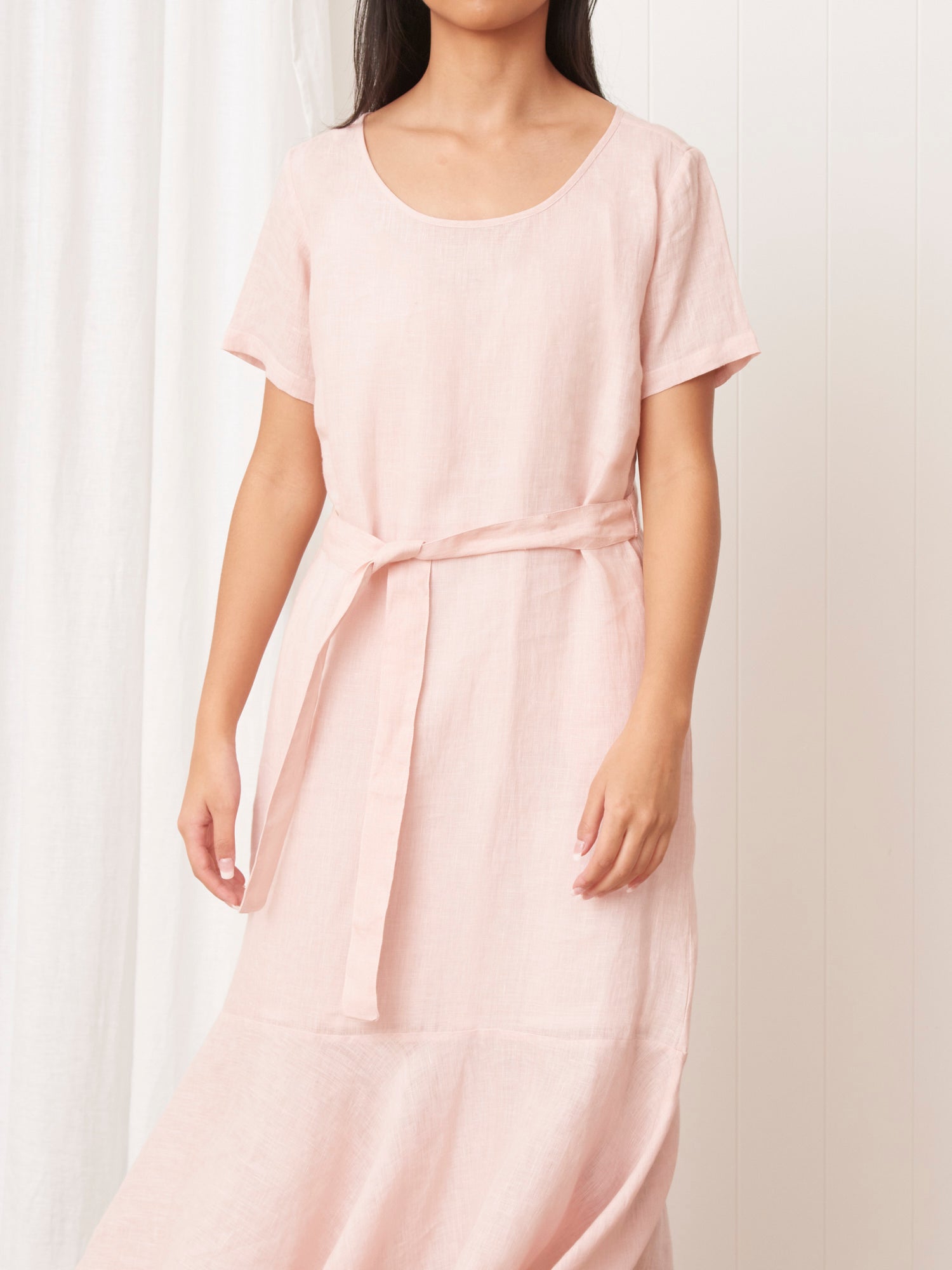 Sunseeker Bias Linen Dress | Pink-3