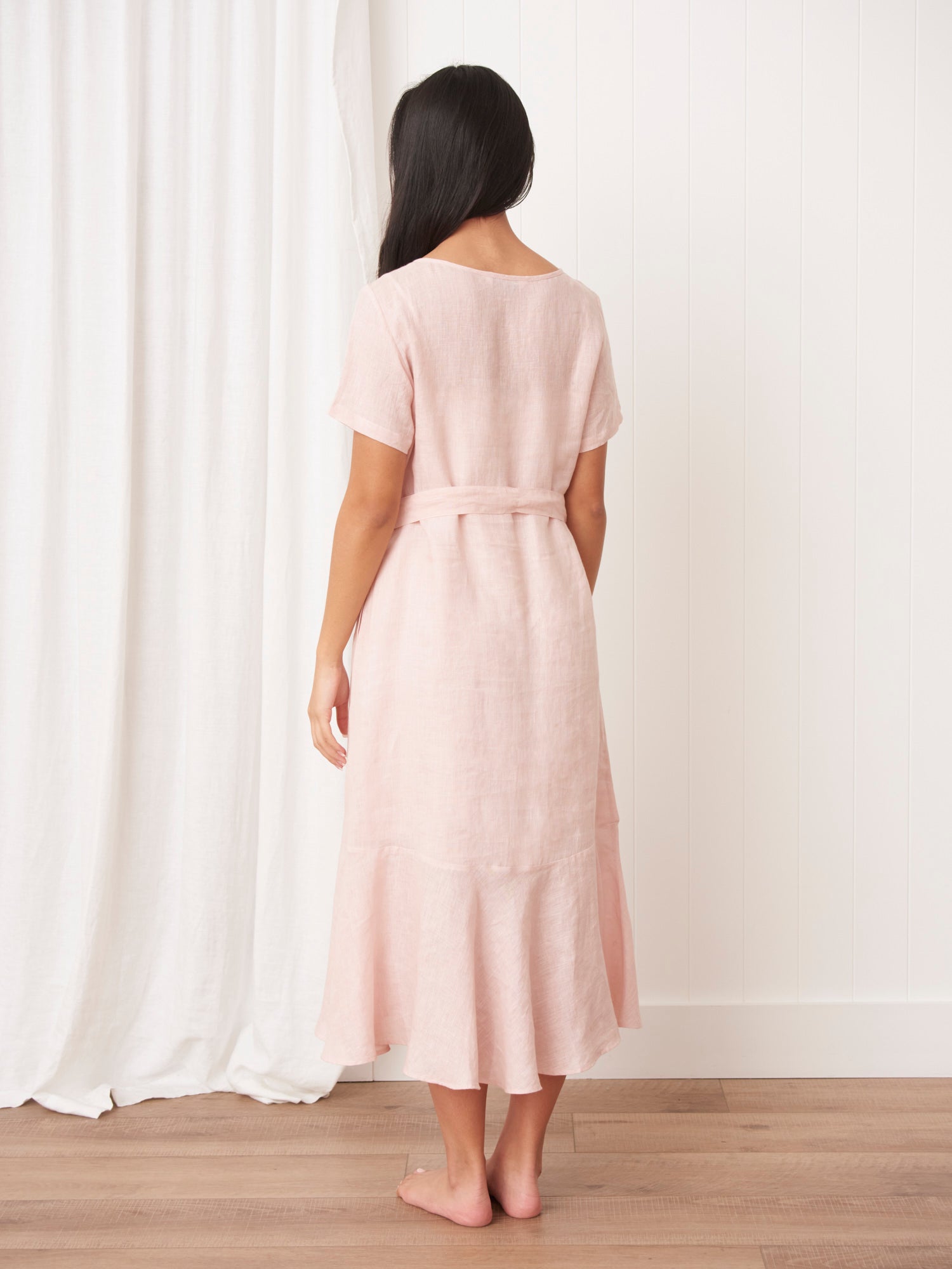 Sunseeker Bias Linen Dress | Pink-4
