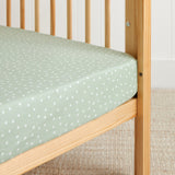 Up & Away Spot Muslin Cot Fitted Sheet | Green Spot-1