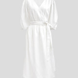 Voyager Linen Wrap Dress | White-2