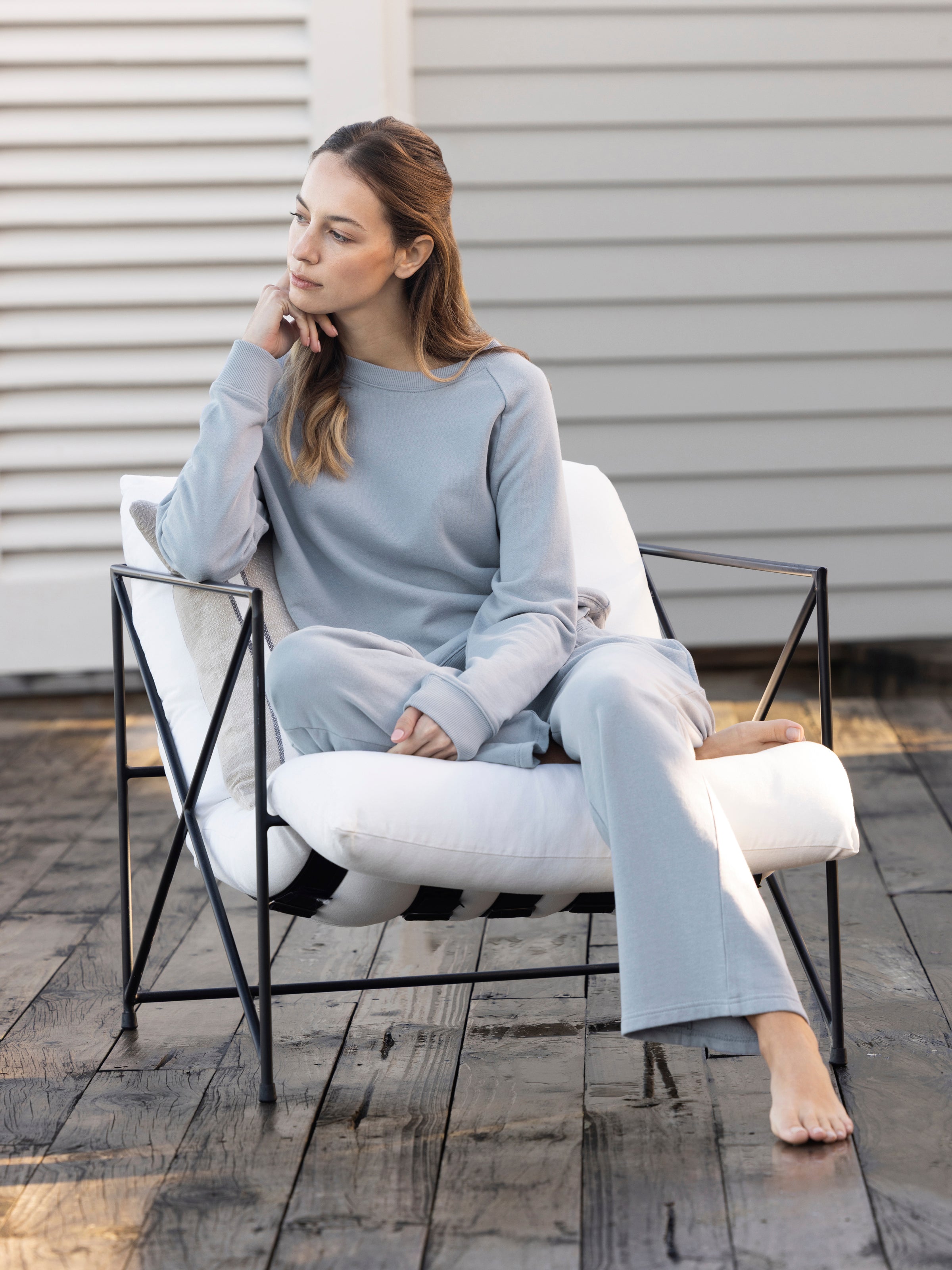 Weekend Cotton Knit Lounge Pants | Sky-3