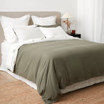 Cardrona Reversible Flannel Duvet Set | Olive Stripe3