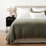 Cardrona Reversible Flannel Duvet Set | Olive Stripe1