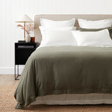 Cardrona Reversible Flannel Duvet Set | Olive Stripe1