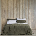 Cardrona Reversible Flannel Duvet Set | Olive Stripe5