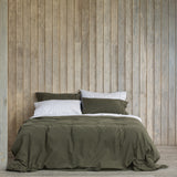 Cardrona Reversible Flannel Duvet Set | Olive Stripe5