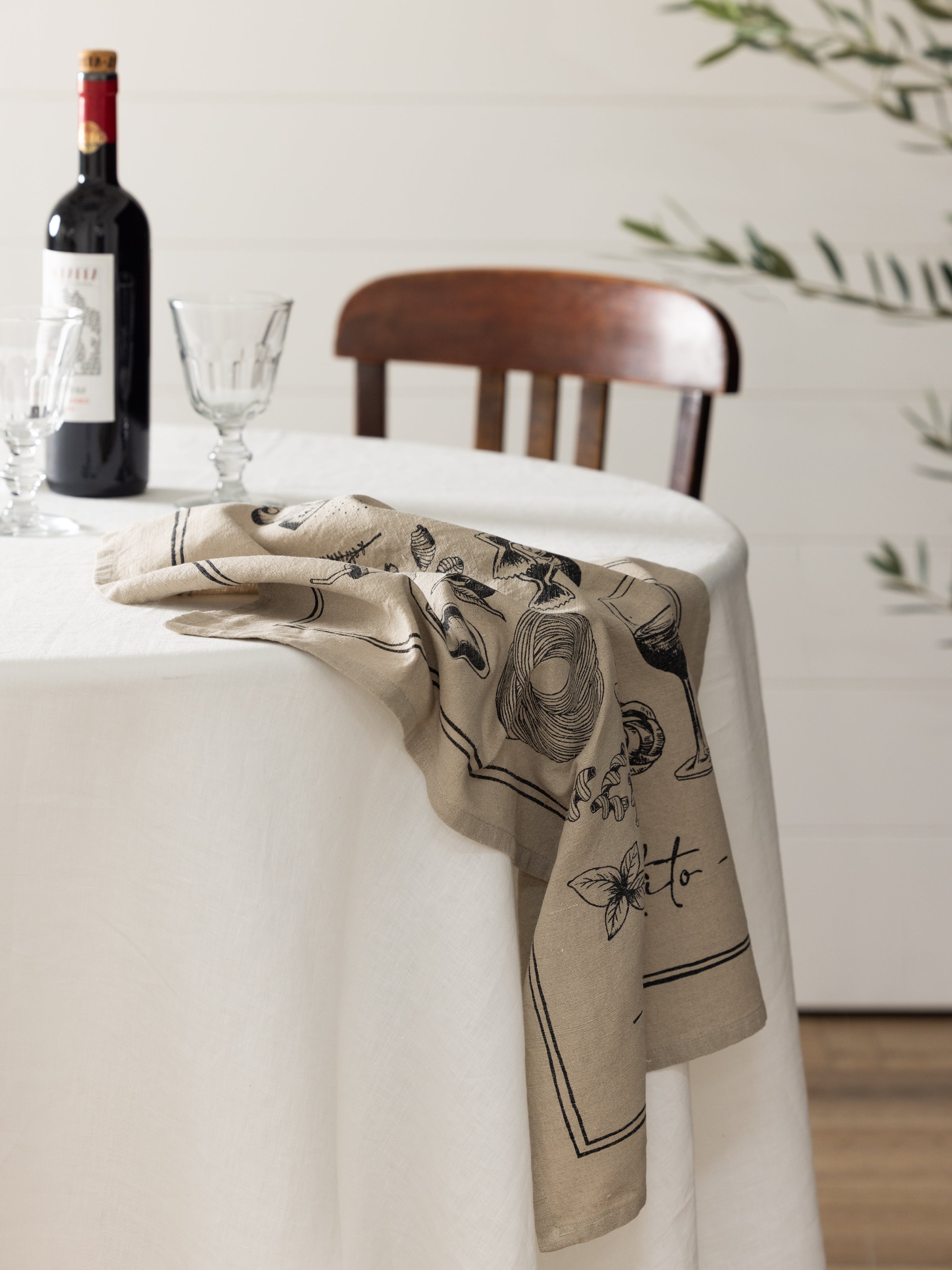 Al Dente Linen Tea Towel | Natural Black-2
