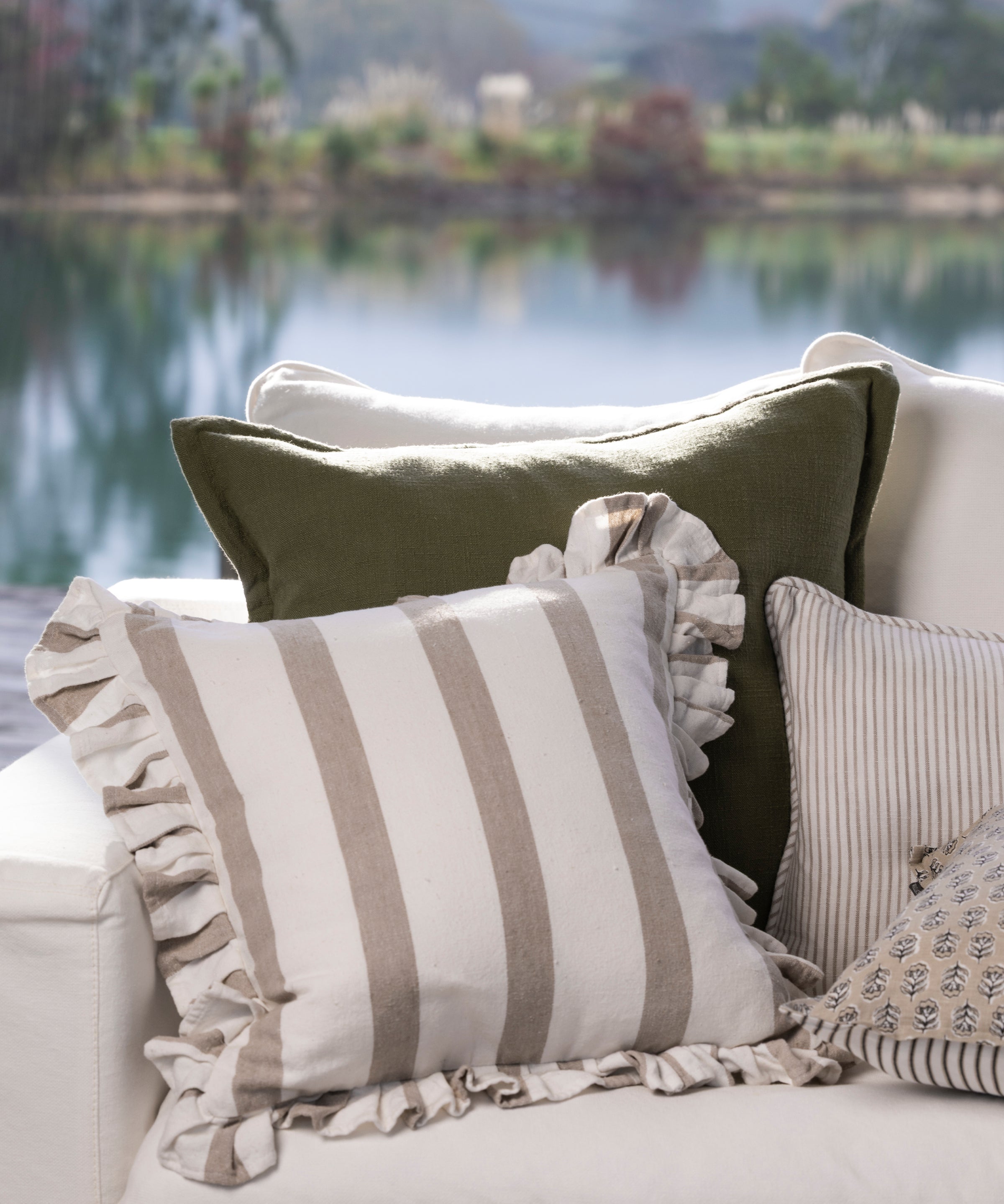 Alba Square Cushion Cover | Natural Stripe-3