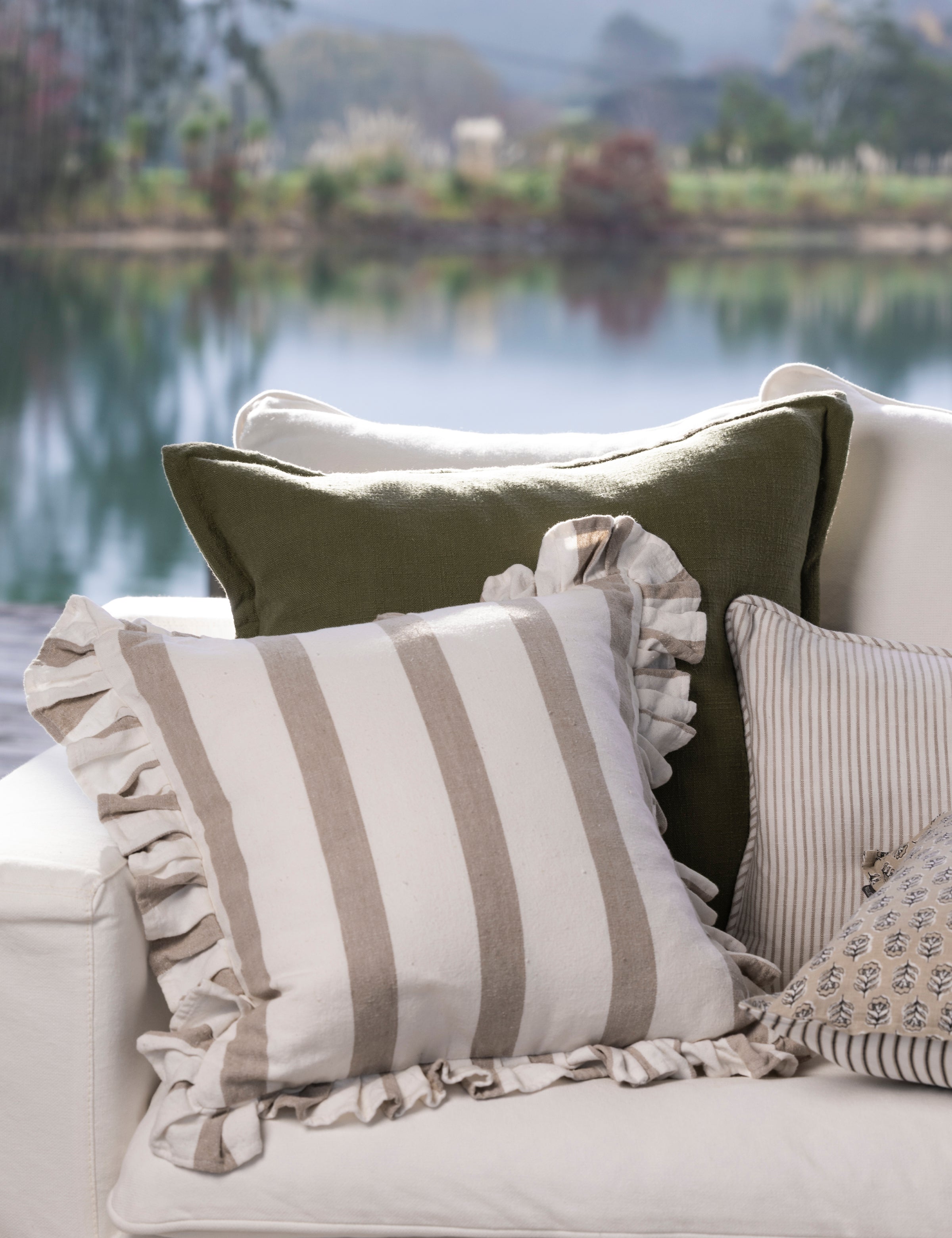 Alba Square Cushion Cover | Natural Stripe-3