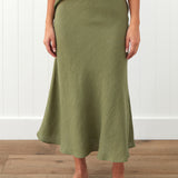 Amalfi Linen Bias Skirt | Cactus-1