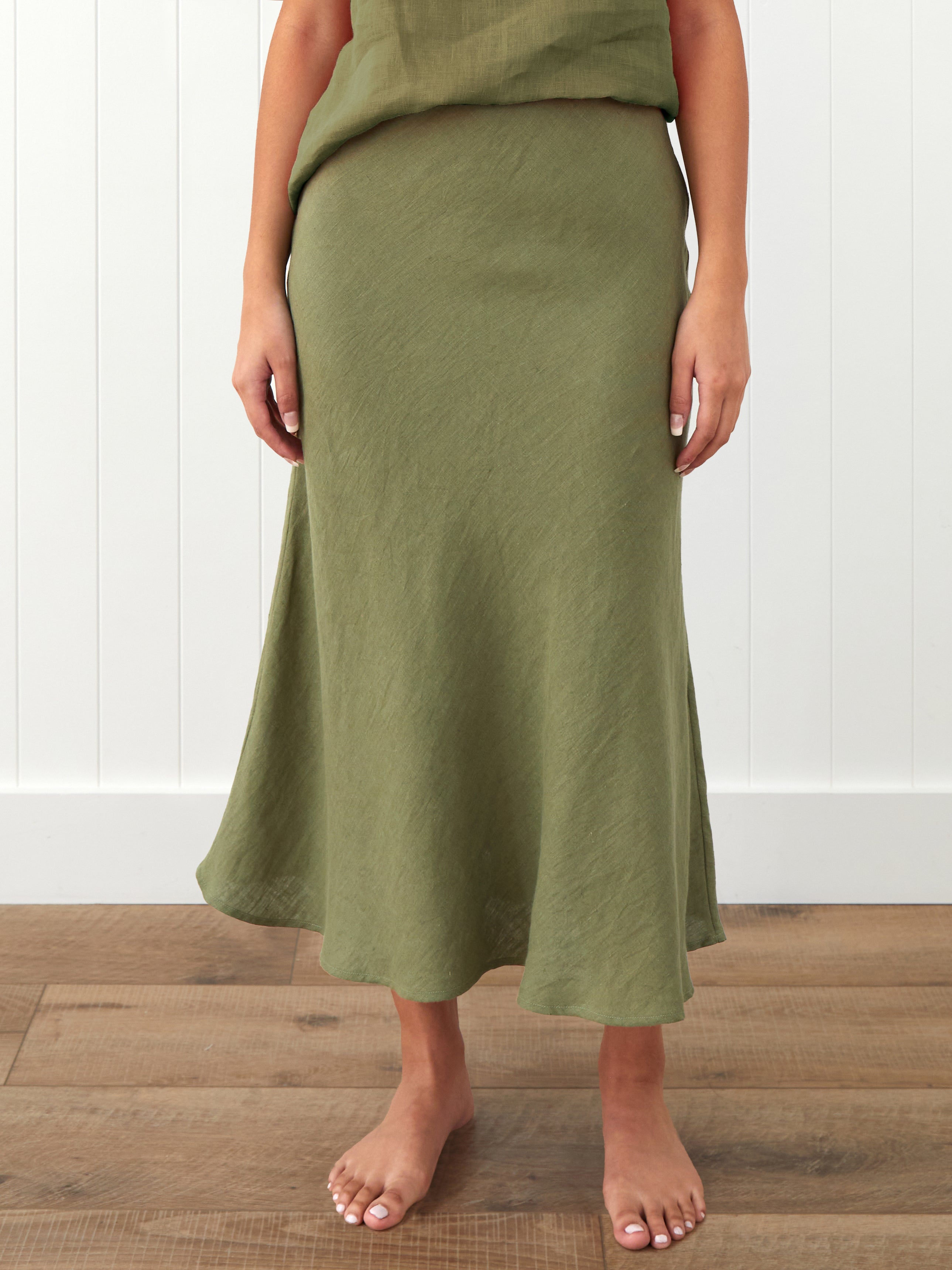 Amalfi Linen Bias Skirt | Cactus-1