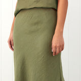 Amalfi Linen Bias Skirt | Cactus-3