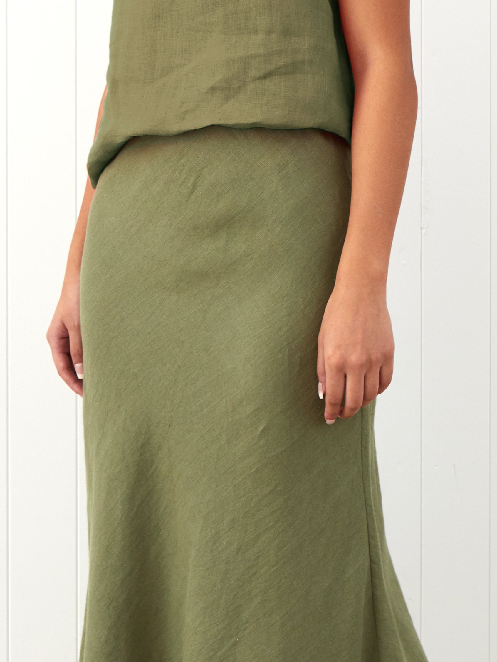 Amalfi Linen Bias Skirt | Cactus-3