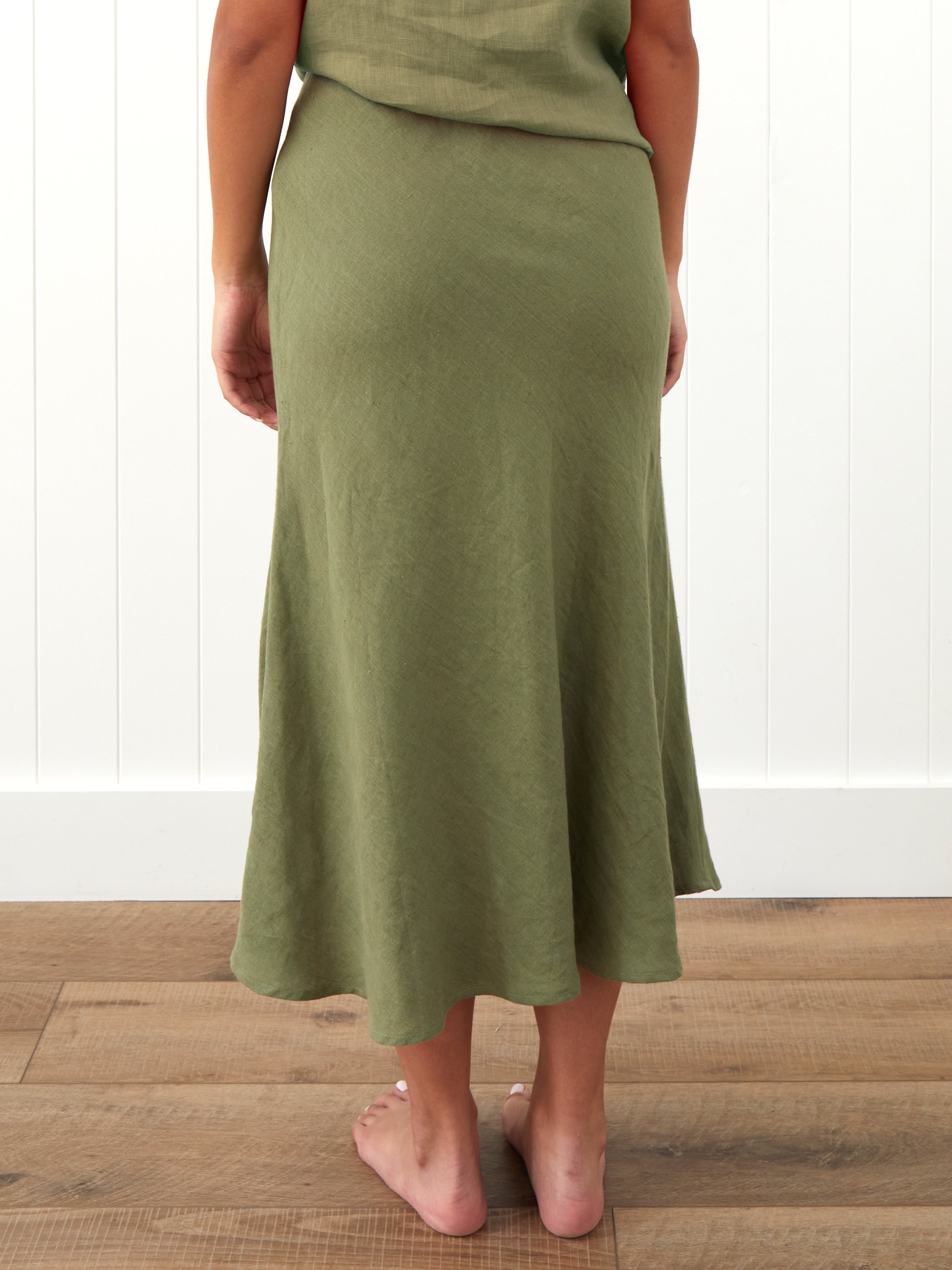 Amalfi Linen Bias Skirt | Cactus-4