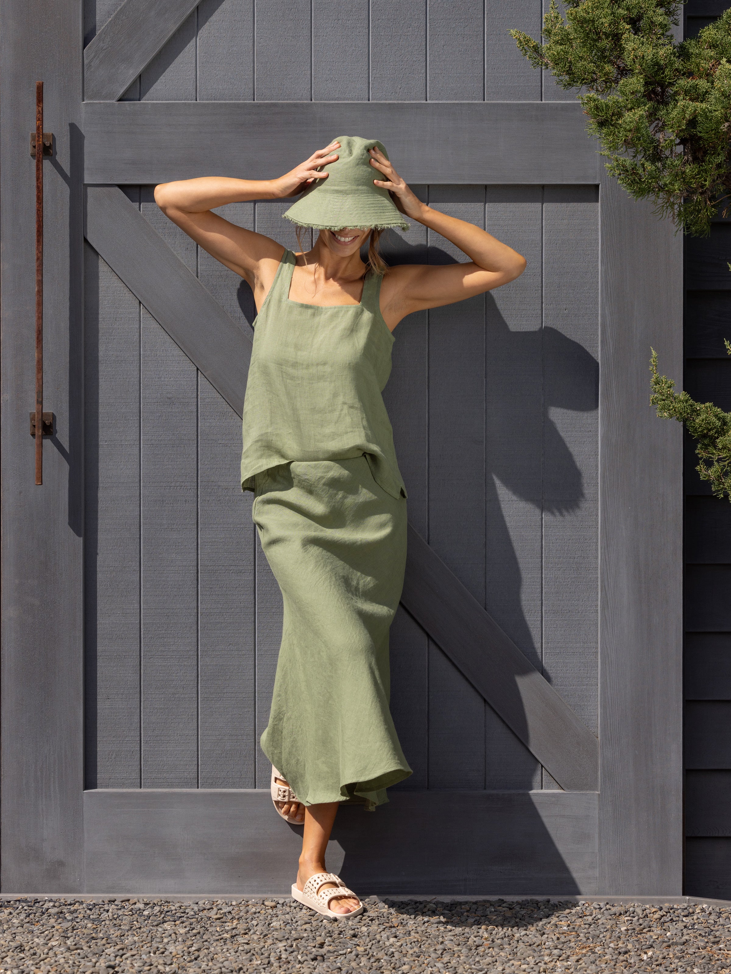 Amalfi Linen Bias Skirt | Cactus-5