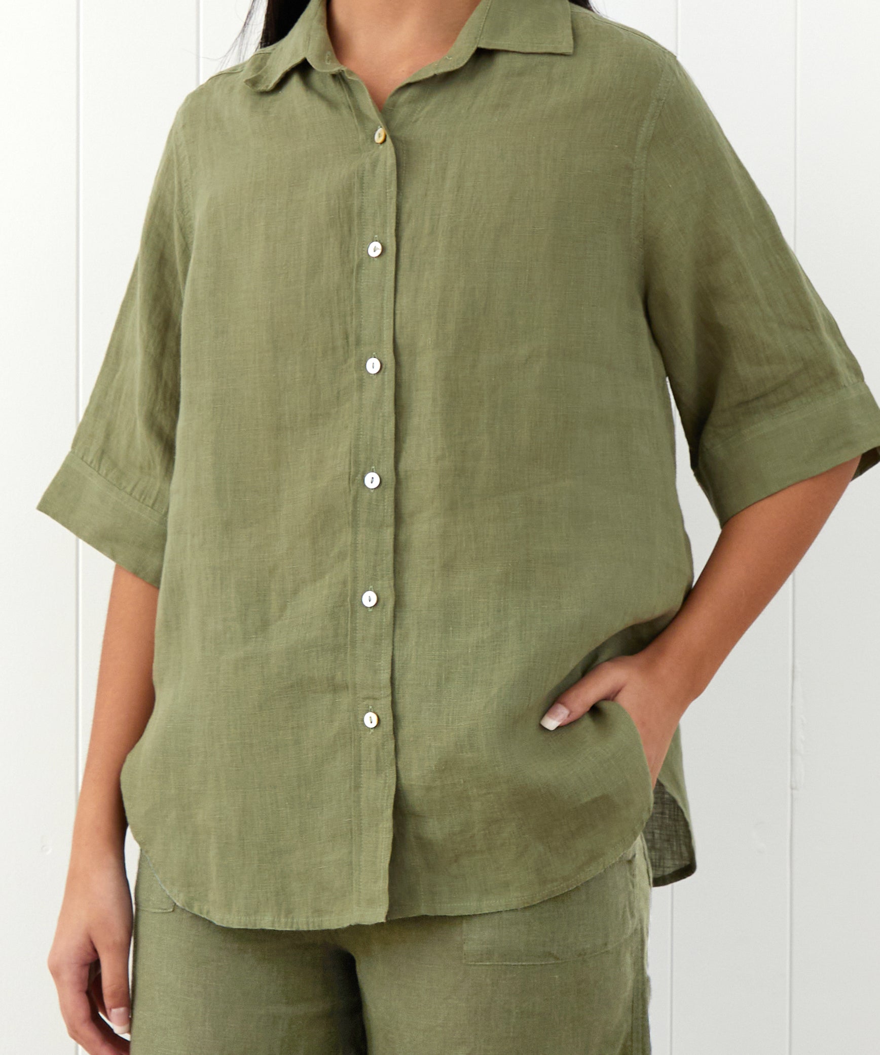 Amalfi Linen Shirt | Cactus-3