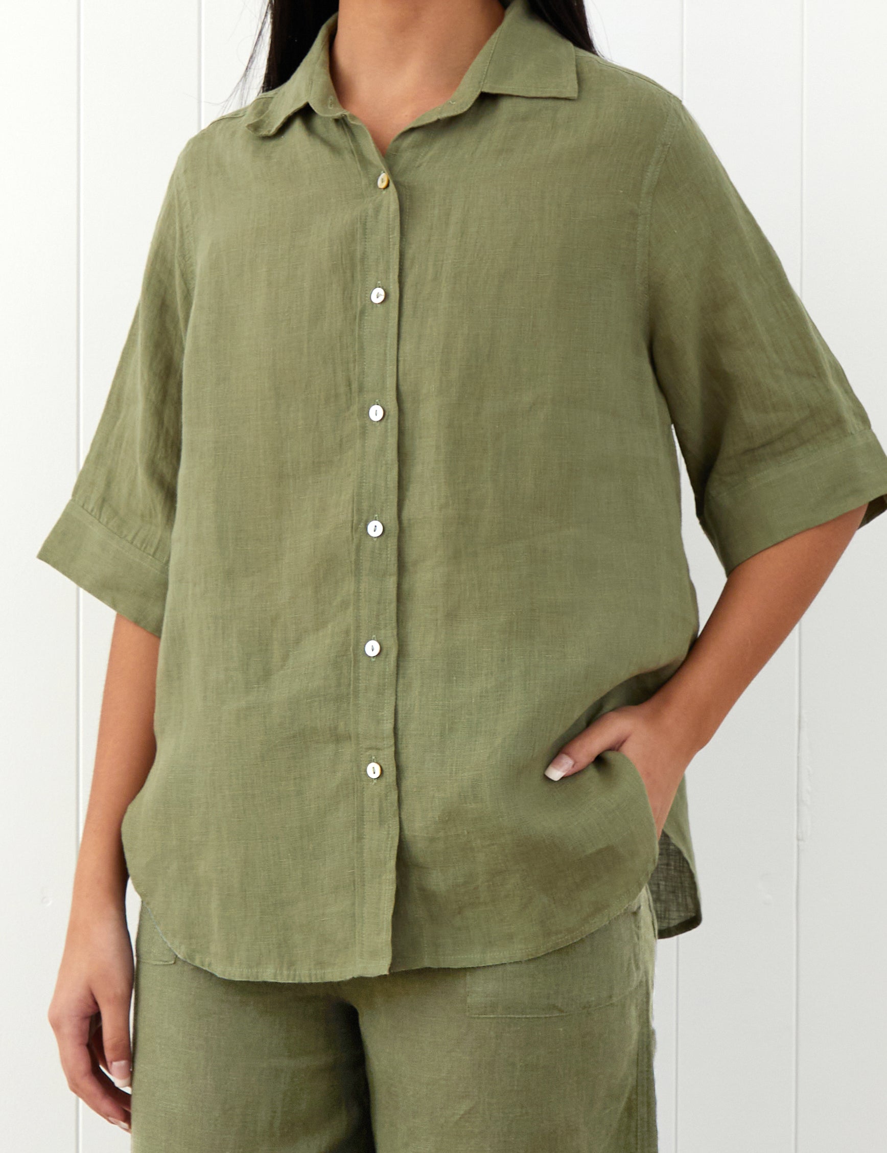 Amalfi Linen Shirt | Cactus-3