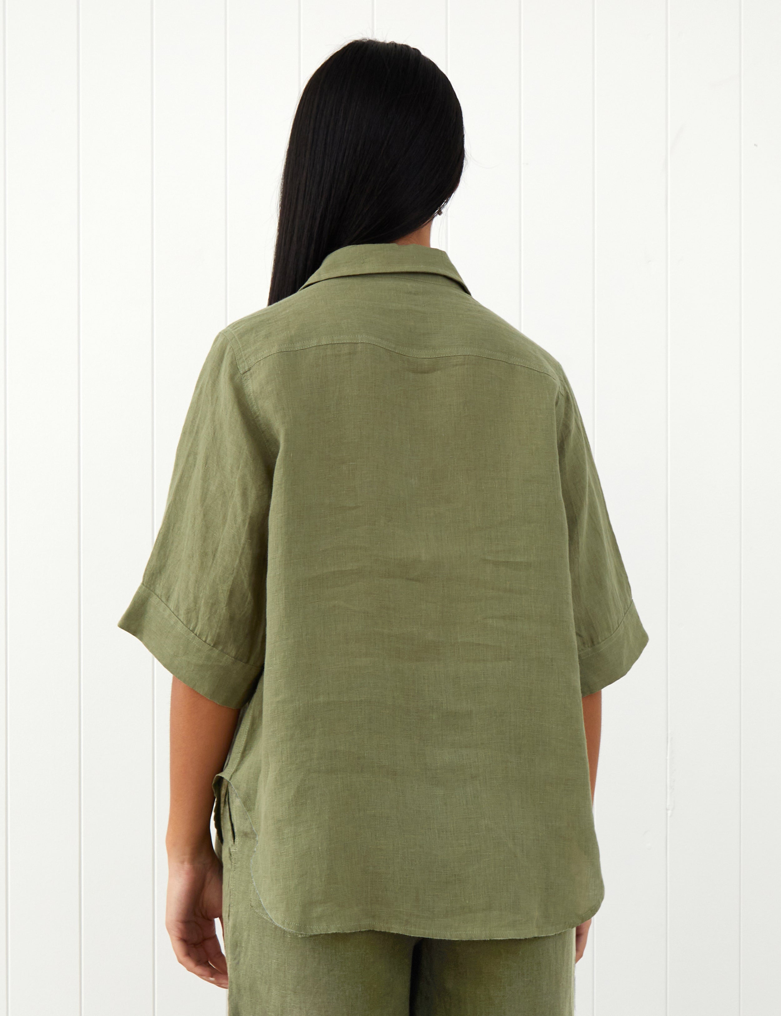 Amalfi Linen Shirt | Cactus-4
