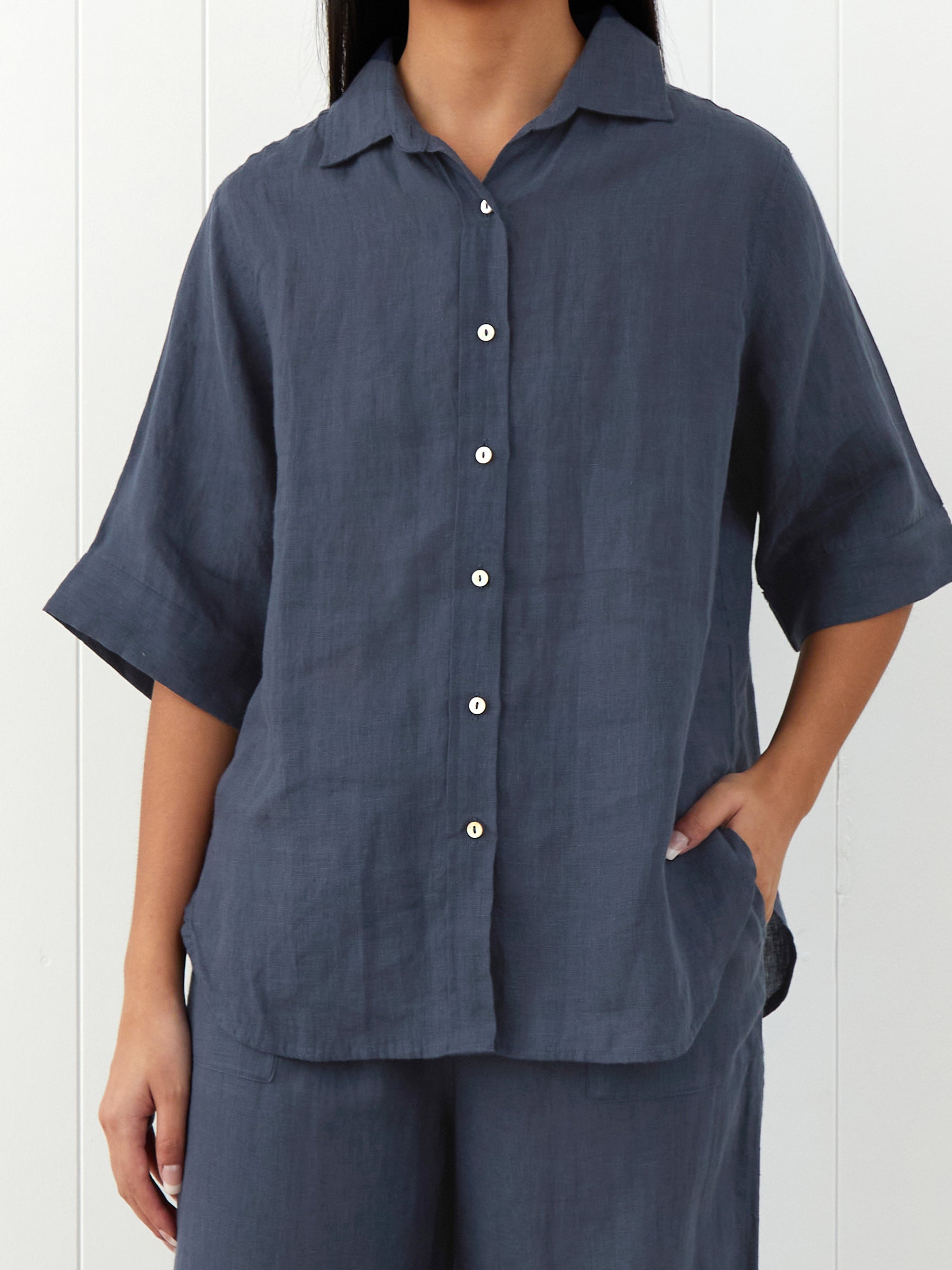 Amalfi Linen Shirt | Ink-3