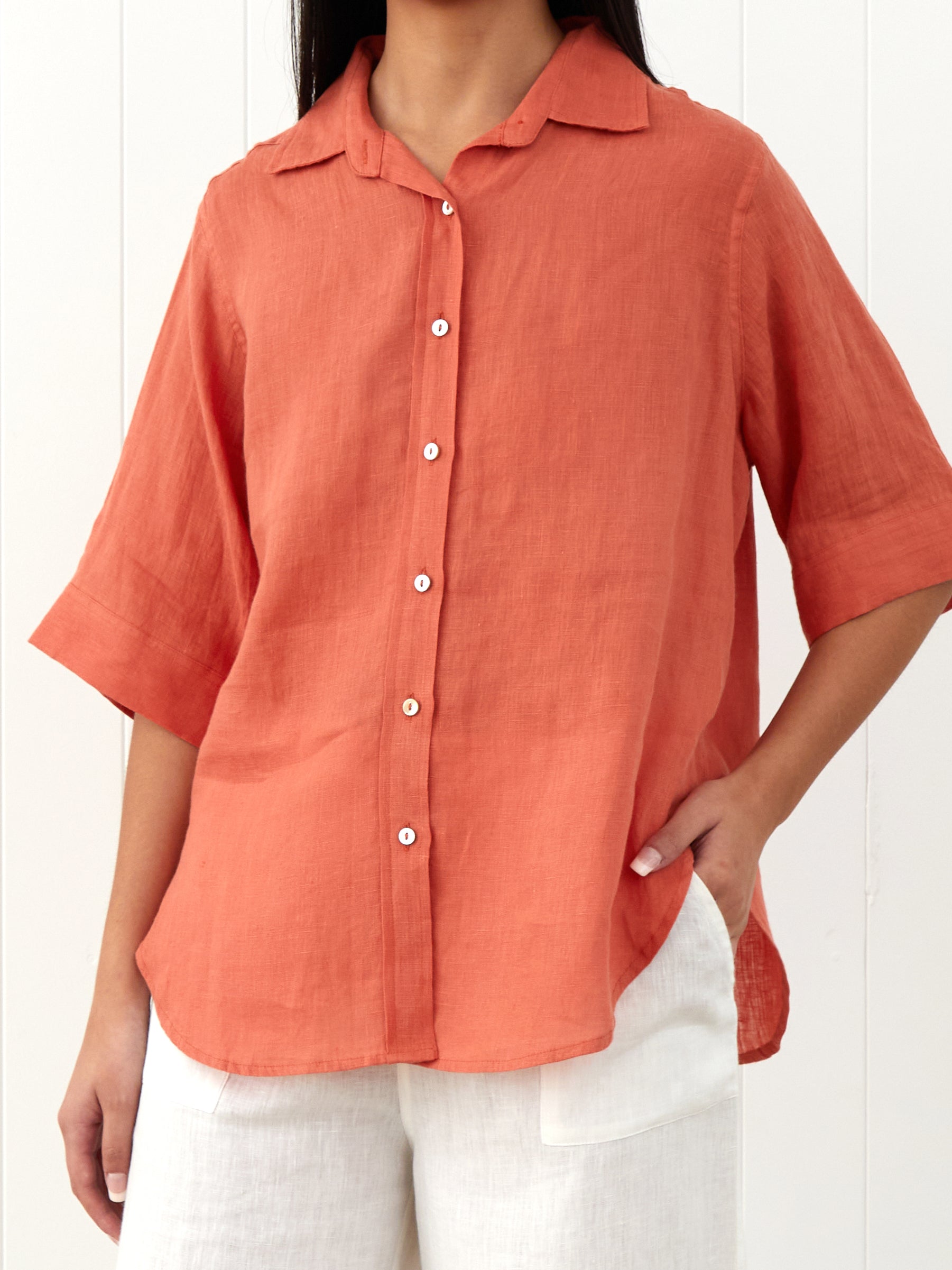 Amalfi Linen Shirt | Sunset-3