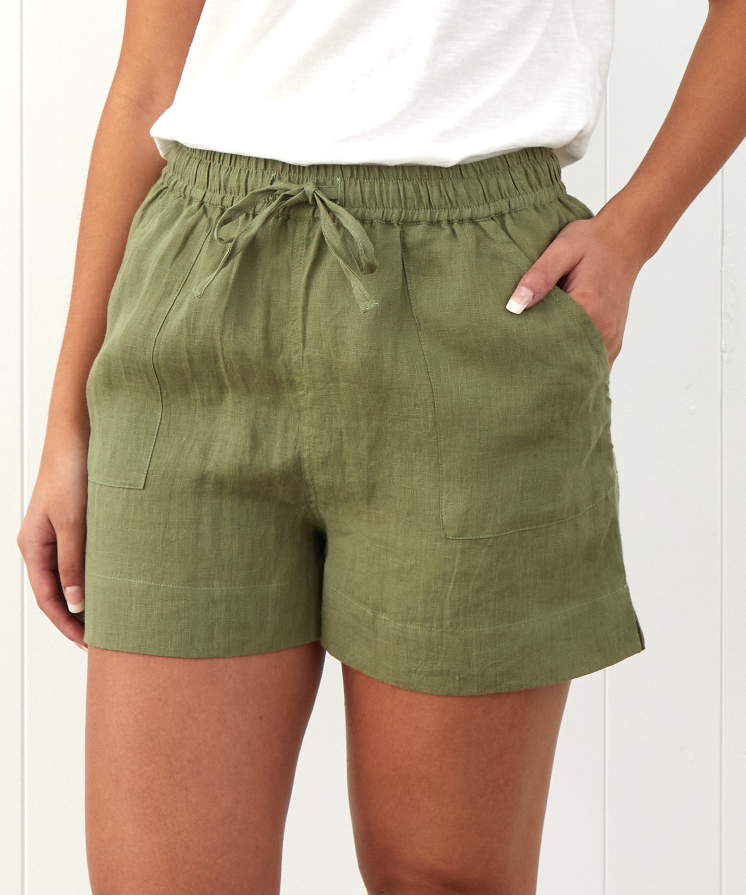 Amalfi Linen Shorts | Cactus-3