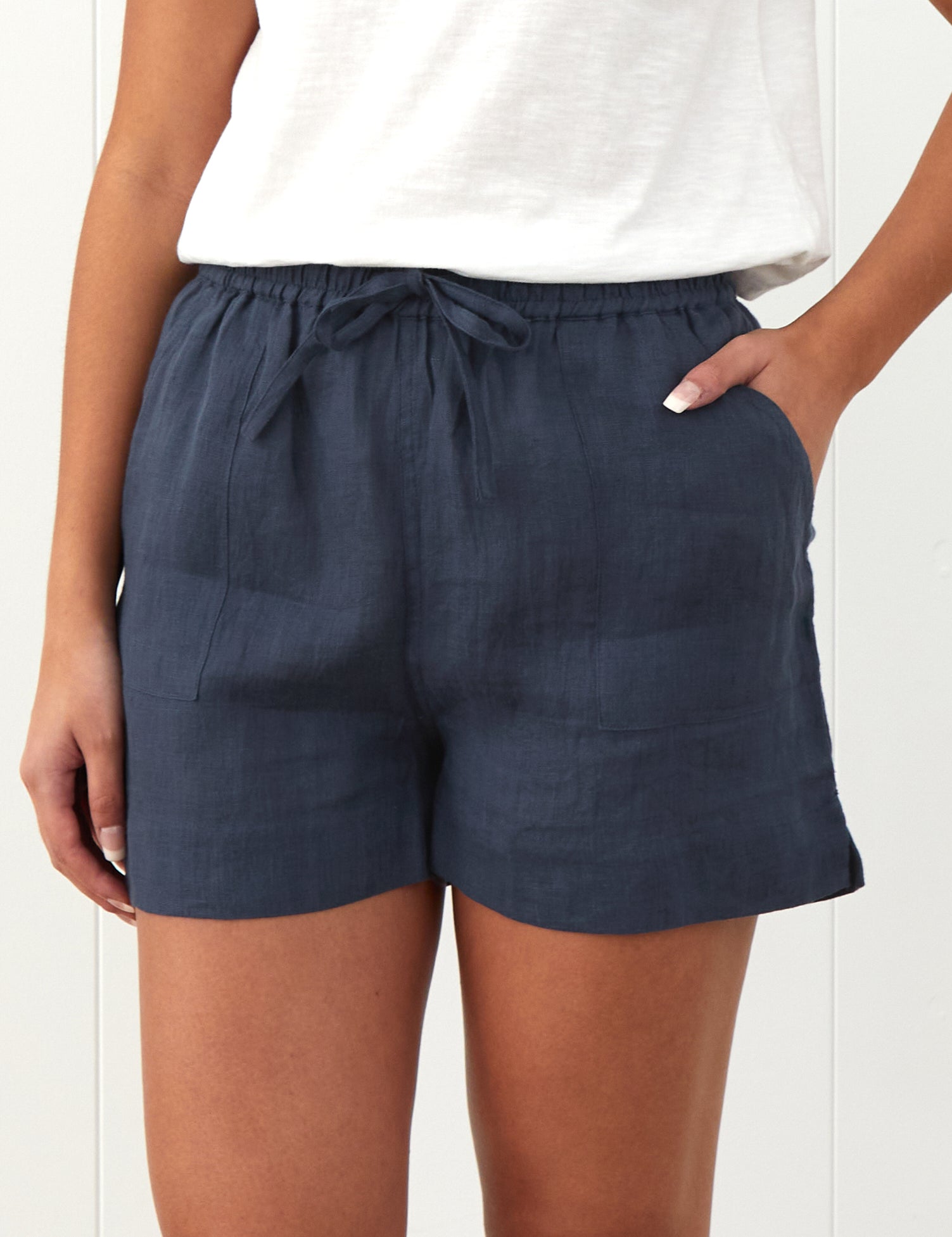 Amalfi Linen Shorts | Ink-3