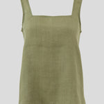 Amalfi Linen Singlet Top | Cactus-2