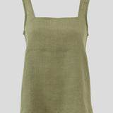 Amalfi Linen Singlet Top | Cactus-2