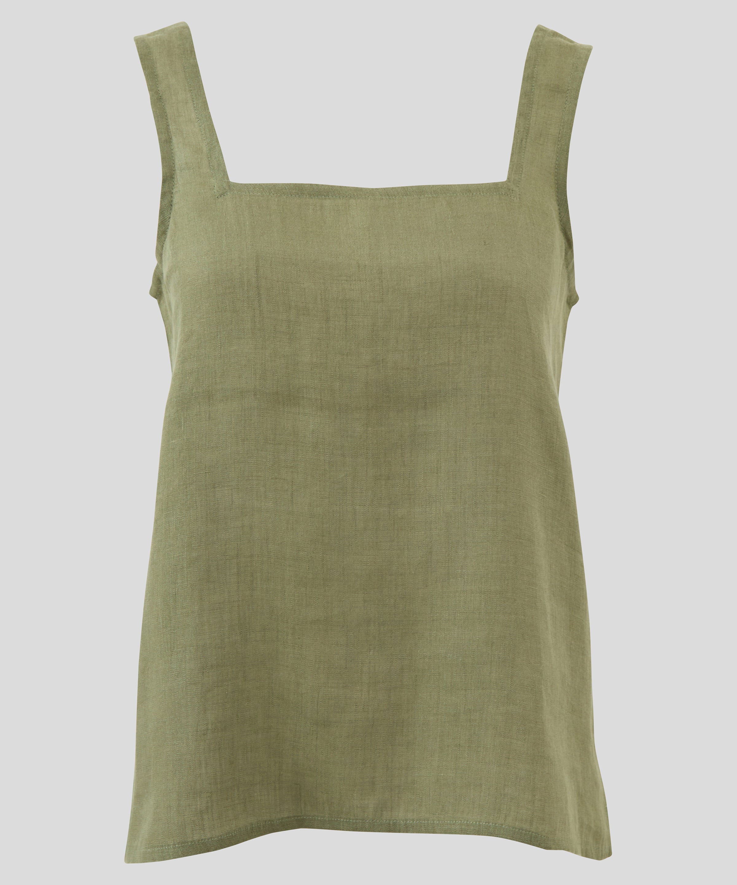 Amalfi Linen Singlet Top | Cactus-2
