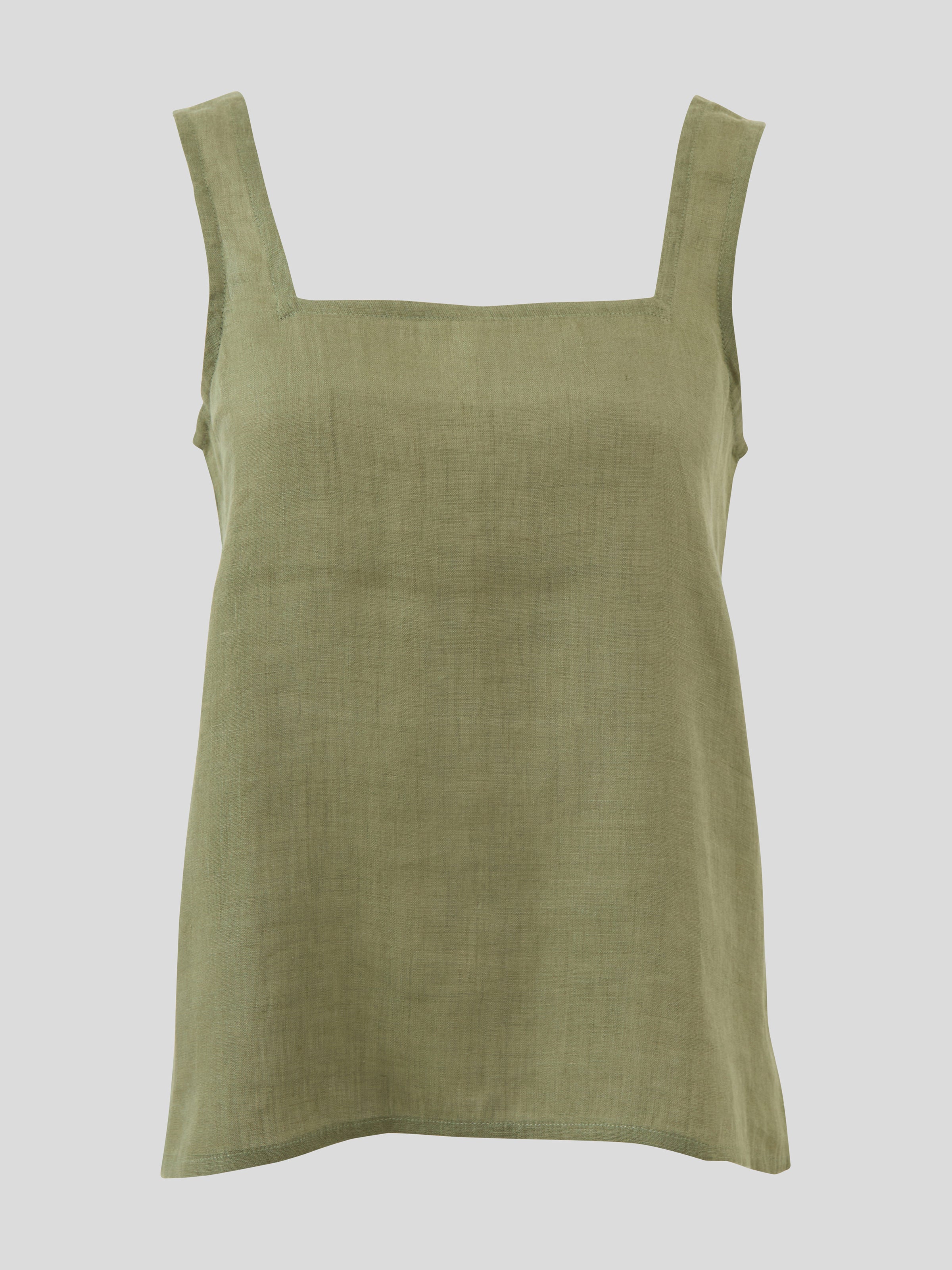 Amalfi Linen Singlet Top | Cactus-2